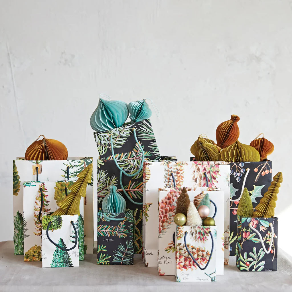 Evergreen Holiday Paper Gift Bag set of 3