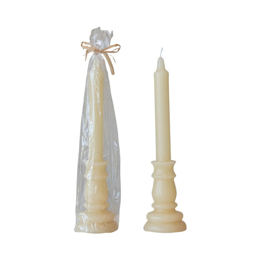 12" Unscented Taper in Taper Holder Shaped Candle