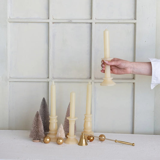 12" Unscented Taper in Taper Holder Shaped Candle