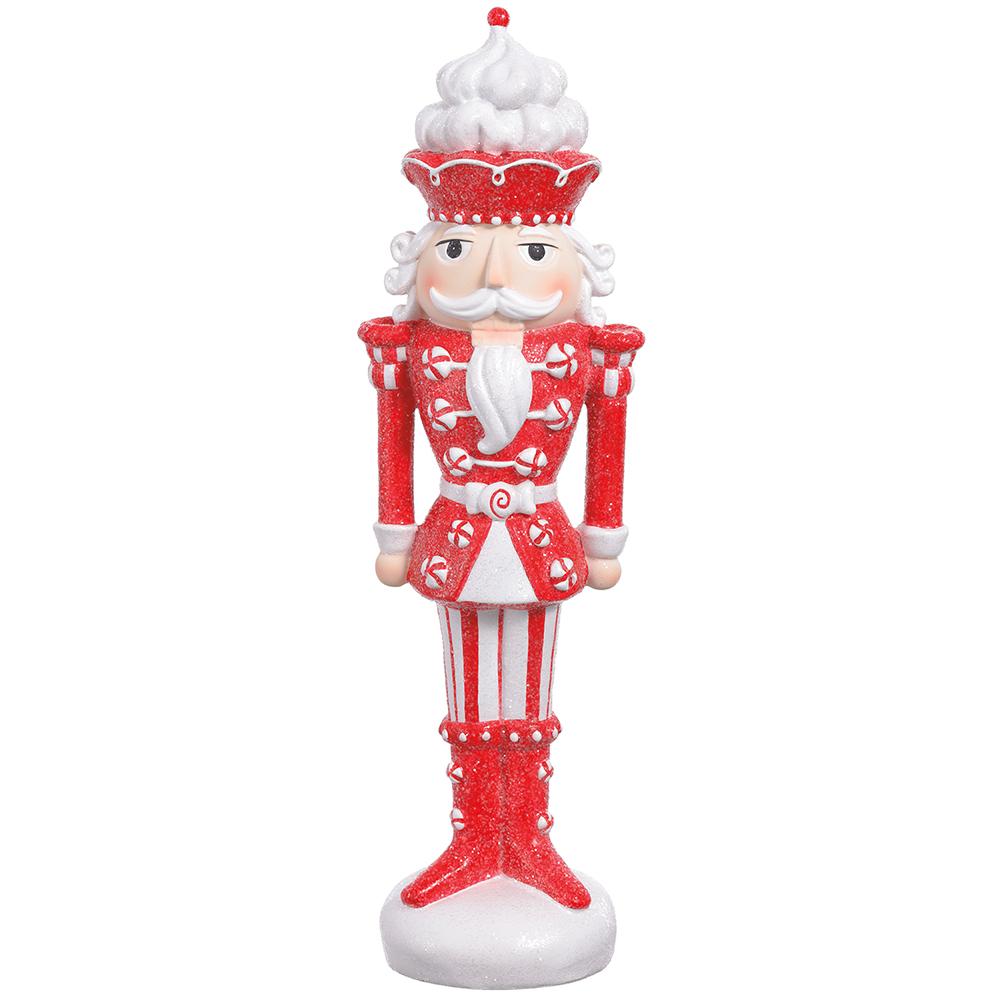 14.5" Red/White Glittered Nutcracker