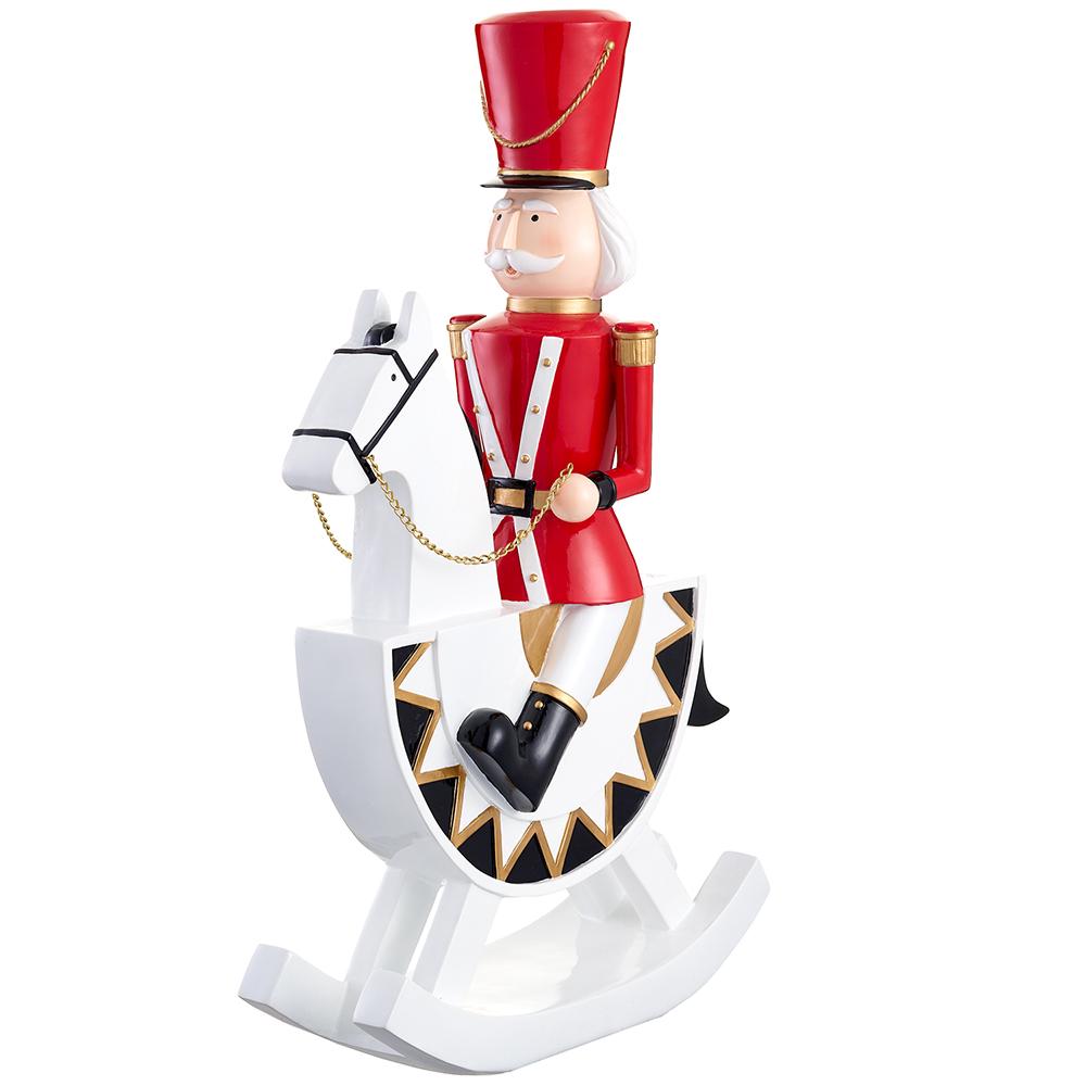 28" Red/White Nutcracker On Rocking Horse