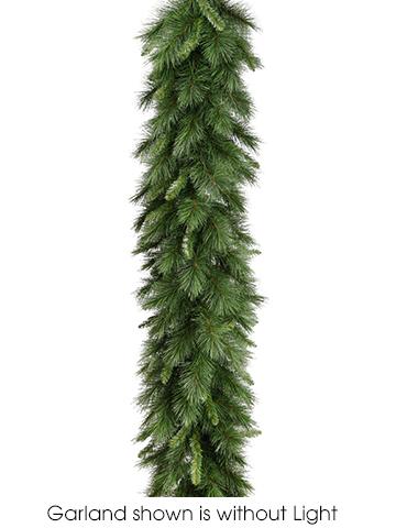 9'Lx24"W Long Needle Mixed Pine Garland x180 w/100 LED Lights Green