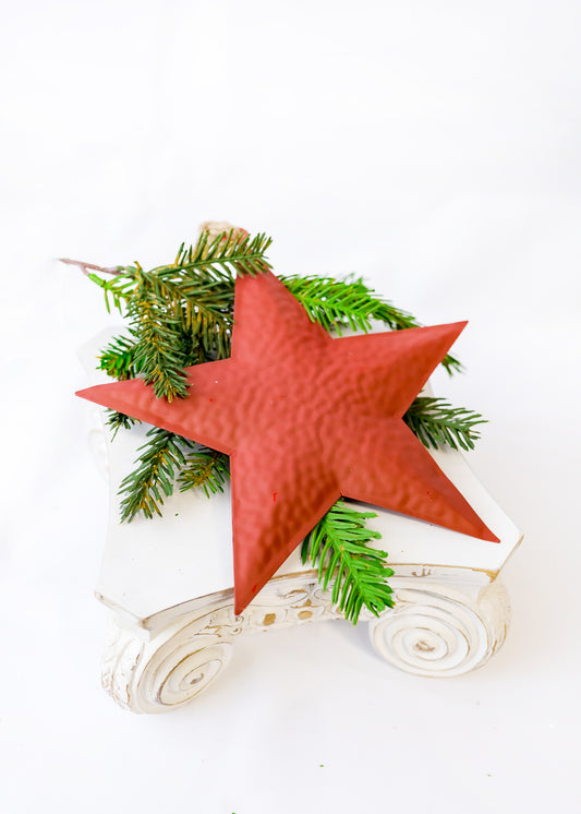 7.5" Red Metal Star Ornament (CLR)