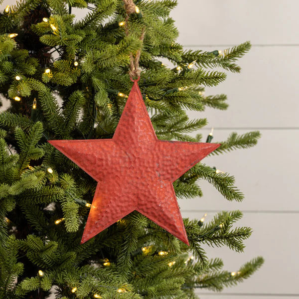 10" Red Star Metal Ornament