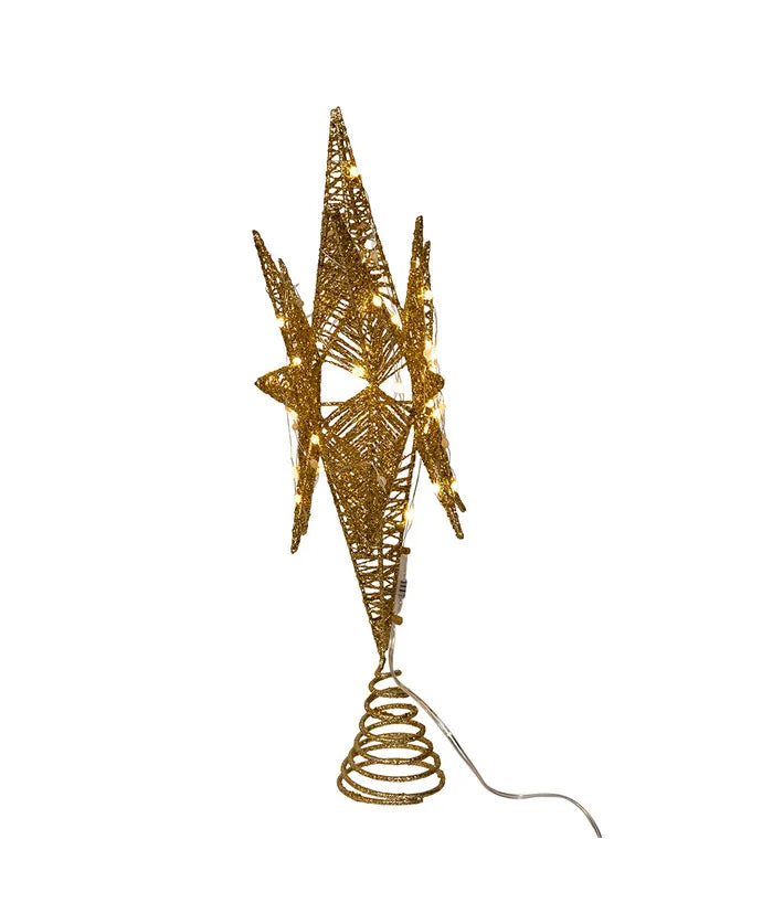 15" Twinkling LED Gold Starburst Treetop