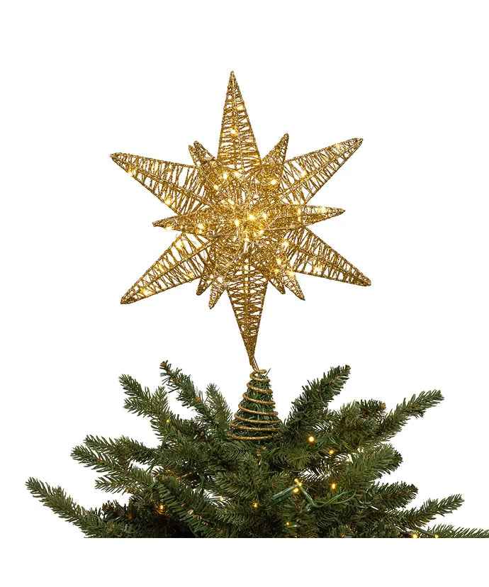 15" Twinkling LED Gold Starburst Treetop