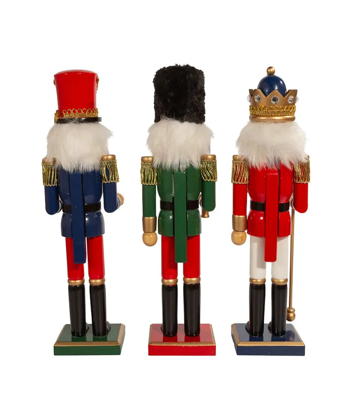 15" King and Soldier Nutcrackers, 3 Assorted