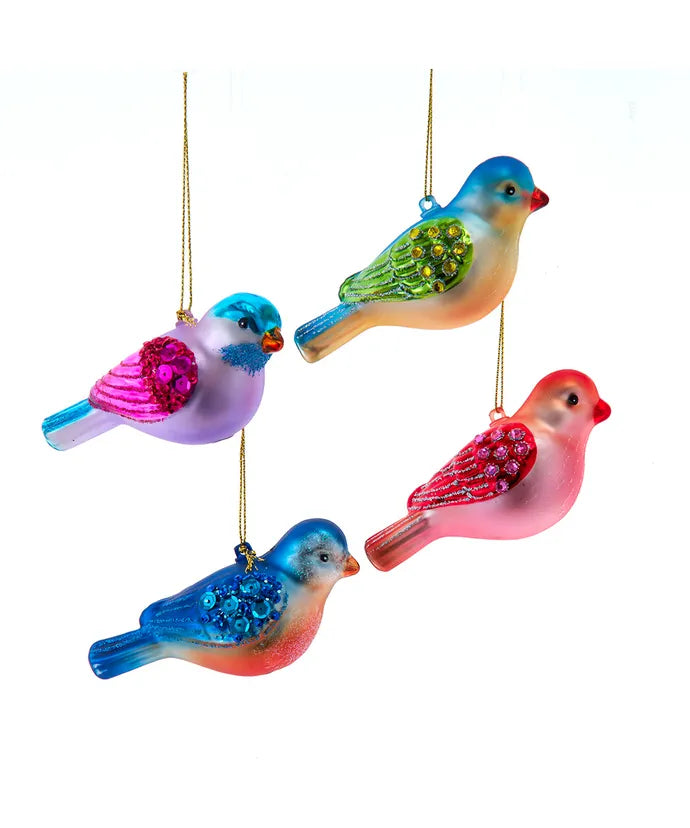 Glass Colorful Bird Ornament, Assorted