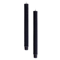 10" Hobnail Taper Candles in Box, Navy Color, Set of 2