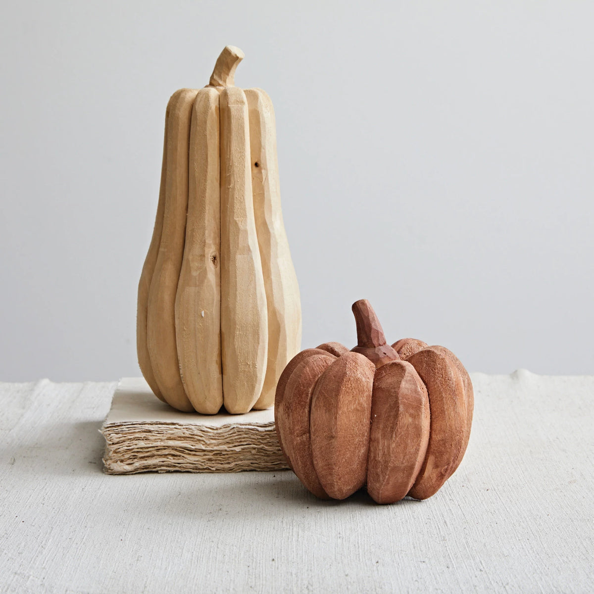 Tall Wood Pumpkin, Natural