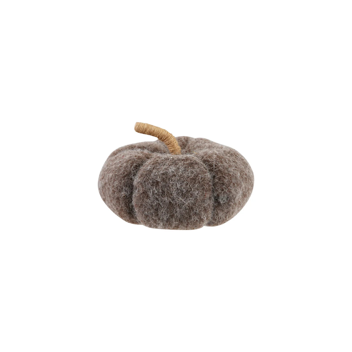 7" Grey Felt Pumpkin with Jute Wrapped Stem