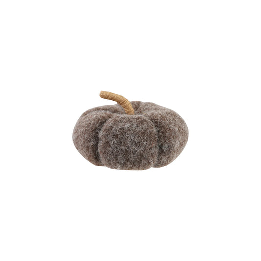 7" Grey Felt Pumpkin with Jute Wrapped Stem