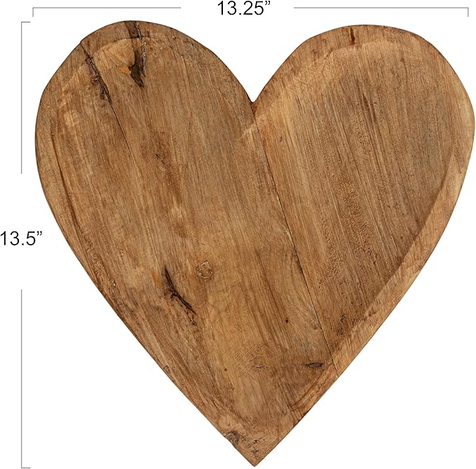 Heart-Shaped Mango Wood Tray