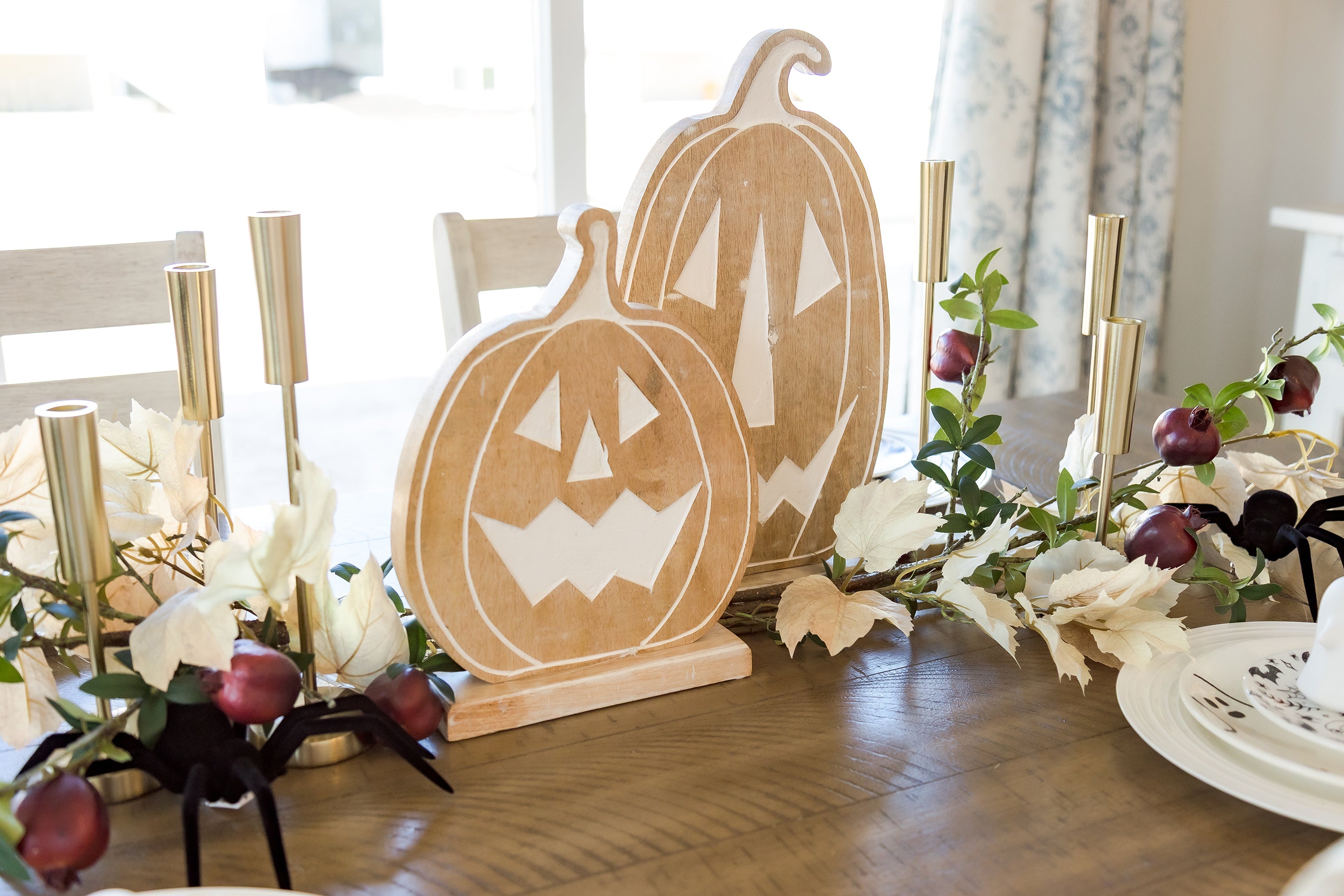 Double Sided Rustic Jack O Lantern Wood On Stand Assorted