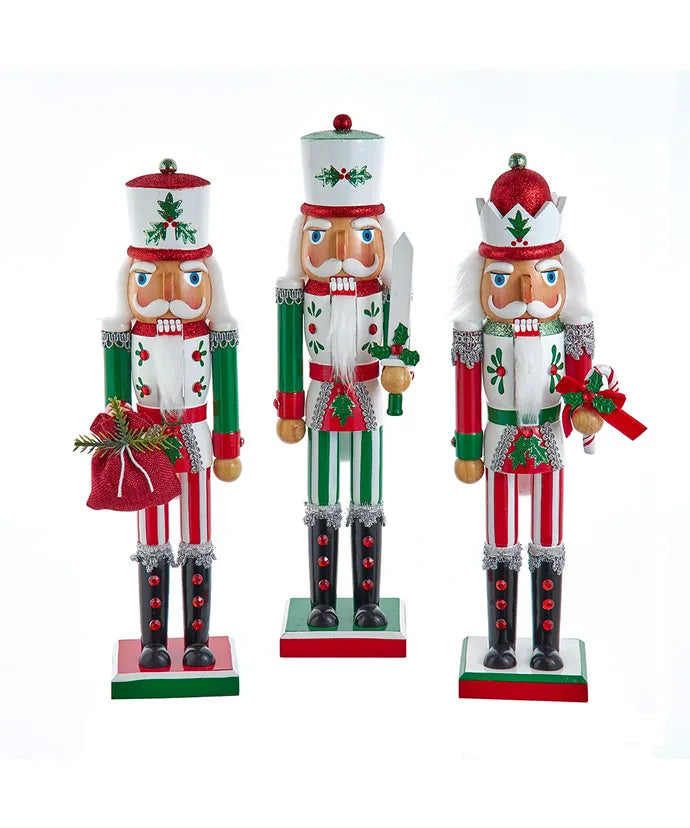15" Jolly Red & Green Nutcrackers, 3 Assorted