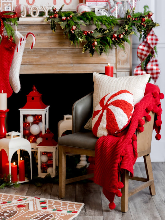 Peppermint Round Pillow