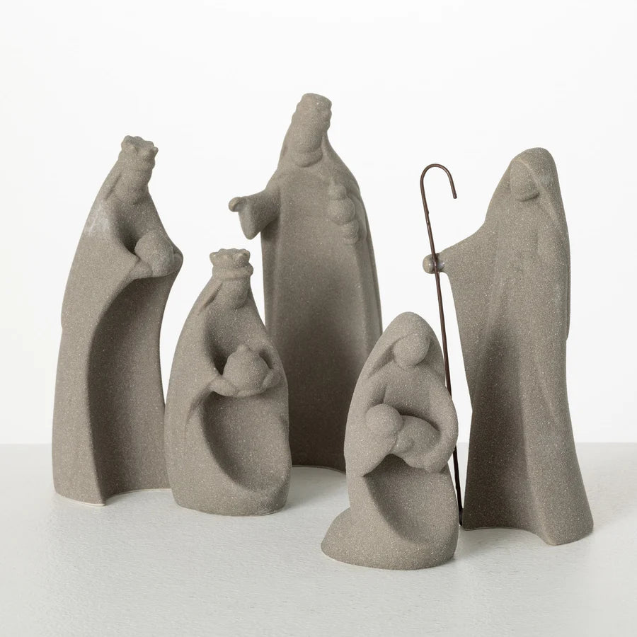 Grey Ceramic Nativity, Set of 5