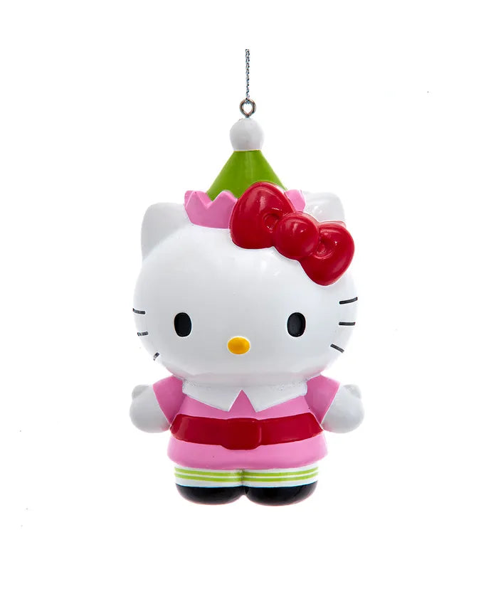 Hello Kitty With Elf Hat Ornament