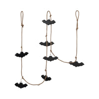 72"L Mango Wood and Jute Rope Bats Garland, Black