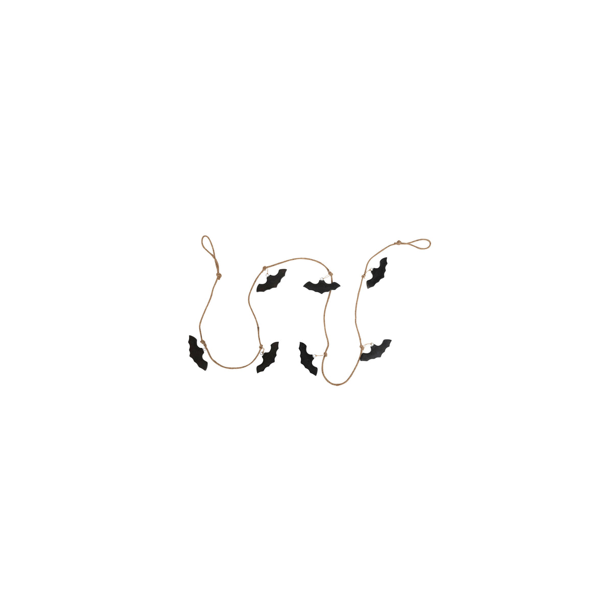 72"L Mango Wood and Jute Rope Bats Garland, Black