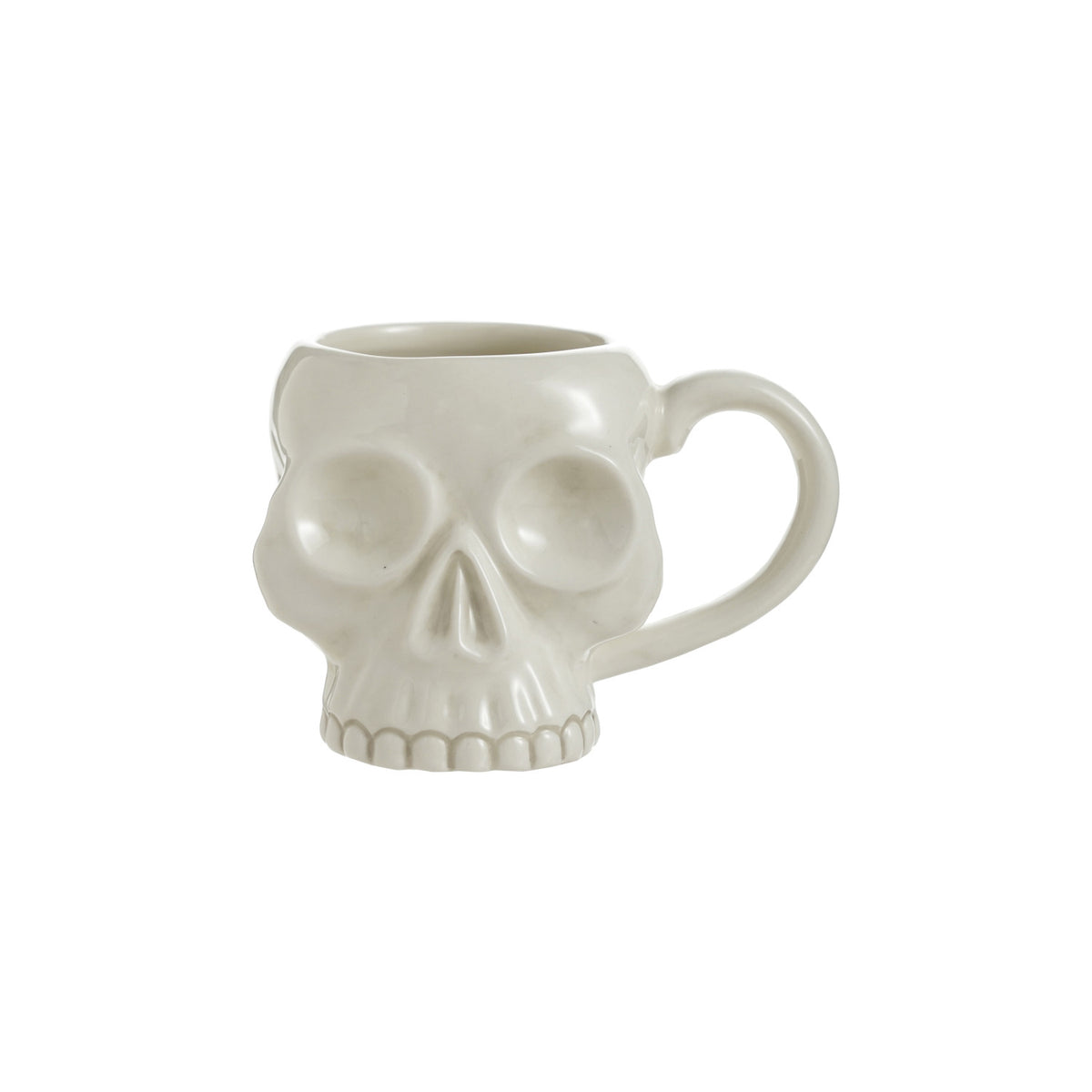 8 oz. Stoneware Skull Shaped Mug, Bone Finish