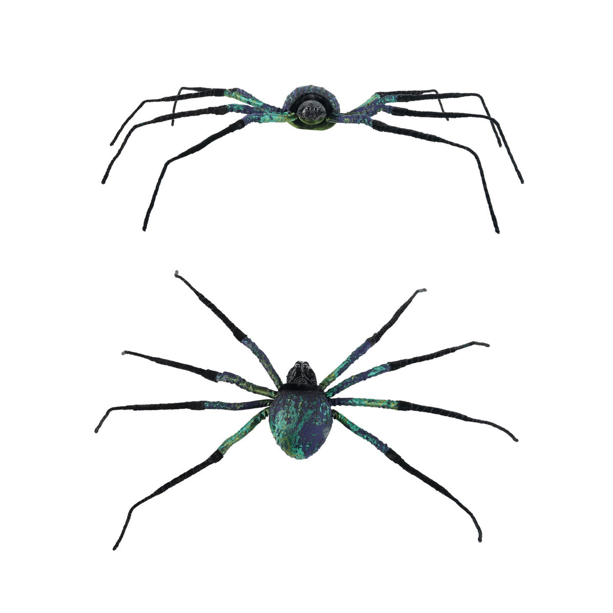 Foam & Fabric Spider with Wired Legs, Green & Black