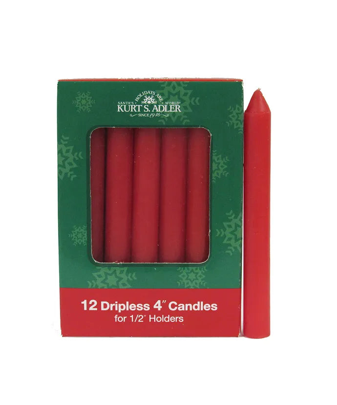 4" Red Candles 12-Piece Box Set