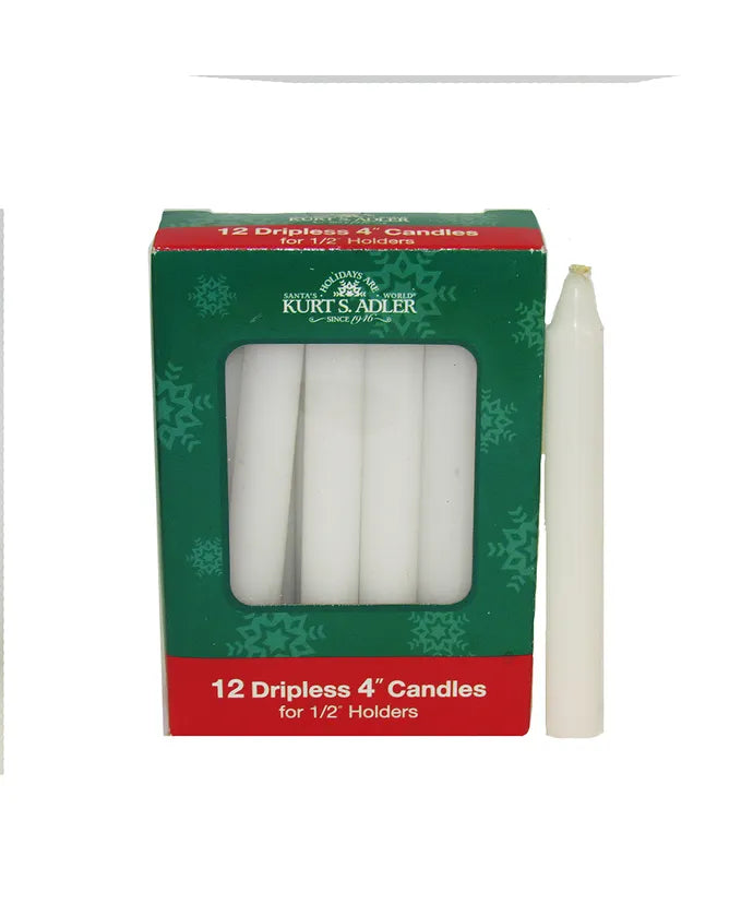 4" White Dripless Candles, 12-Piece Box Set