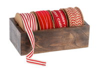 Red Ribbon In Wood Box Set of 4