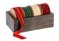 Holiday Ribbon In Wood Box Set of 4