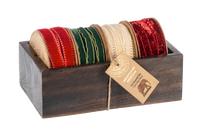 Holiday Ribbon In Wood Box Set of 4