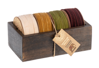 Ribbon In Wood Box Set of 4