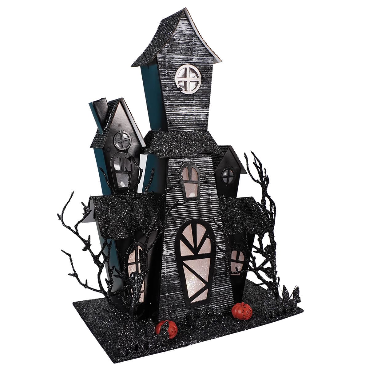 Black Haunted House with Lights