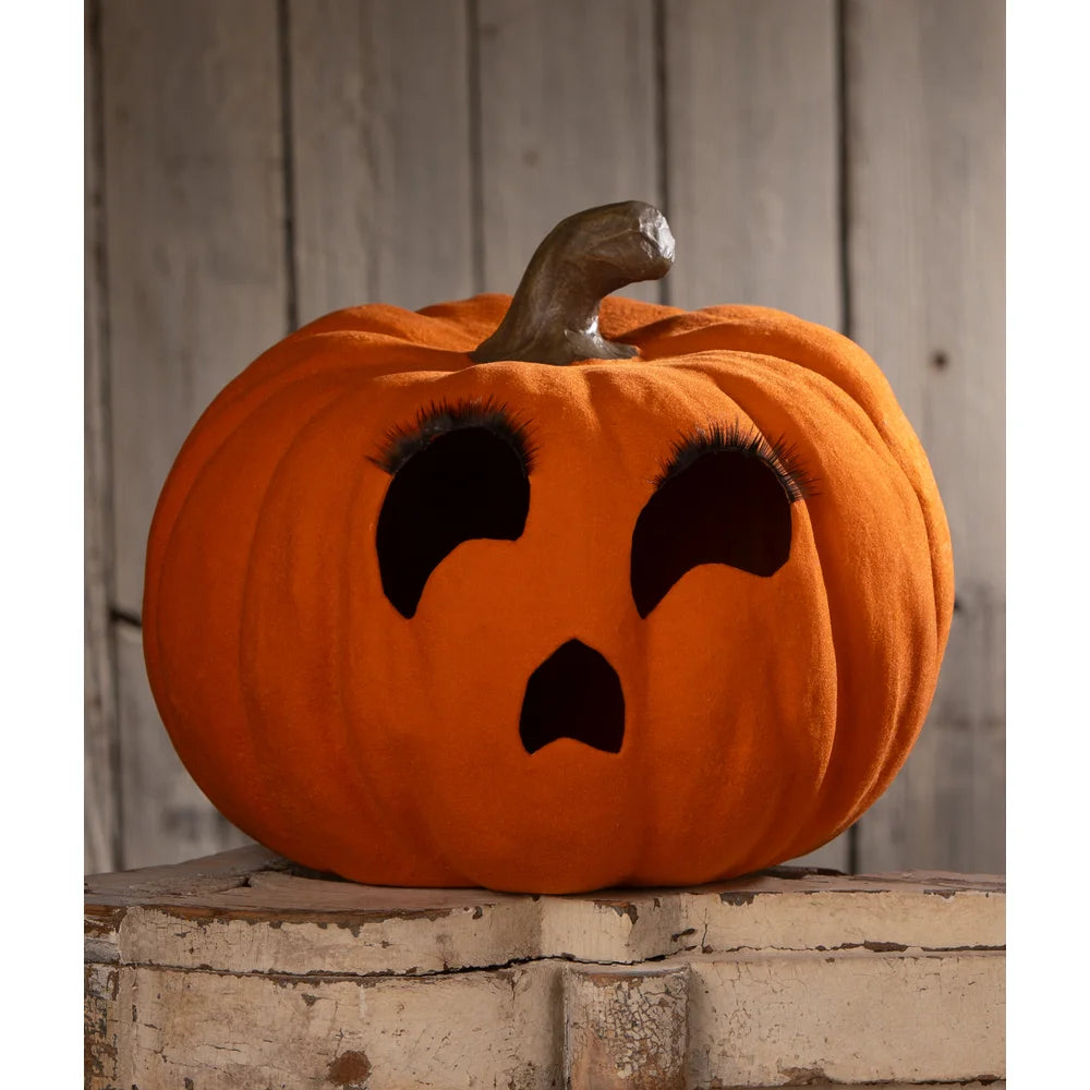 Flocked Orange Jack-O'-Lantern