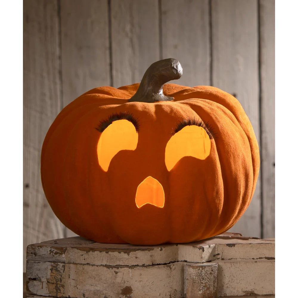Flocked Orange Jack-O'-Lantern - Thumbnail 3