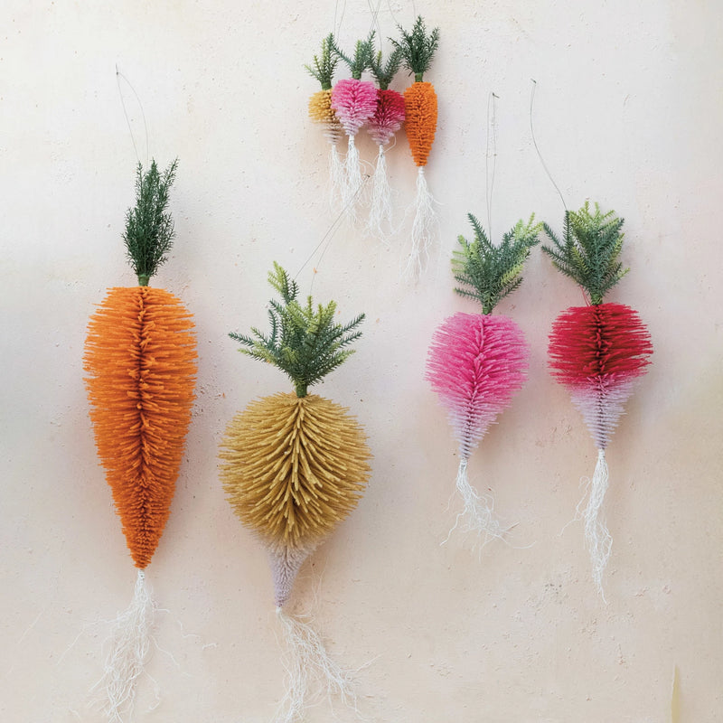 39" Orange Flocked Bottlebrush Carrot