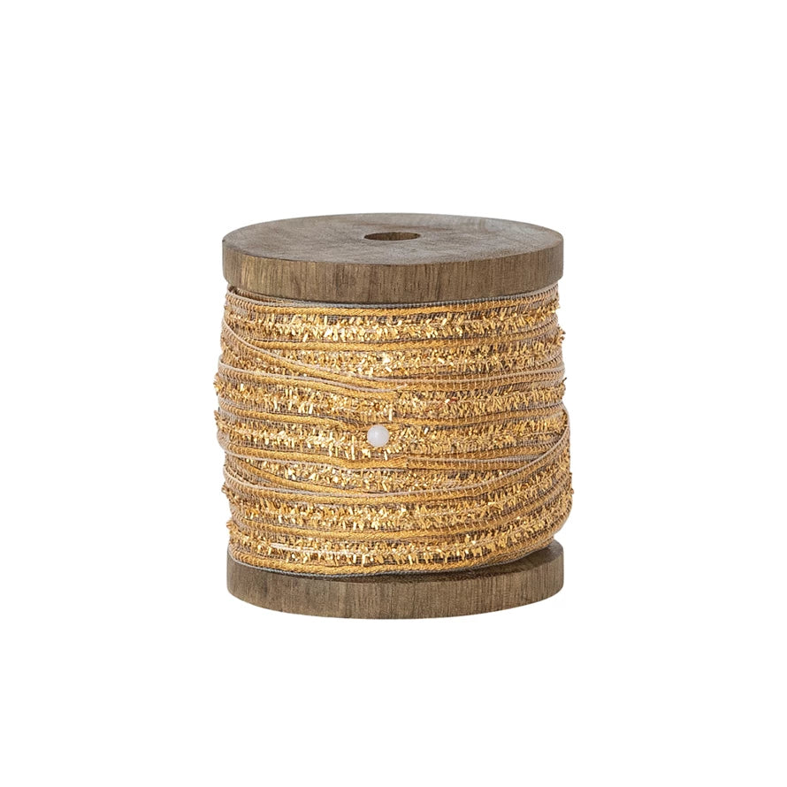 X10Yd Metallic Gold Ribbon on Wood Spool
