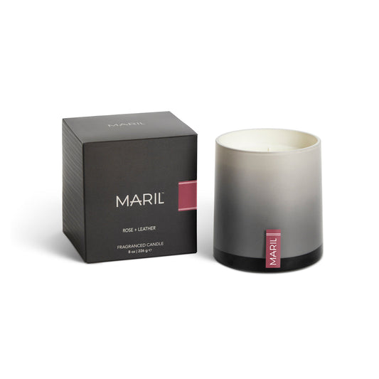 Rose + Leather Maril Glass Candle (CLR)