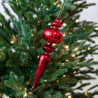 10" Red Finial Glass Ornament Assorted