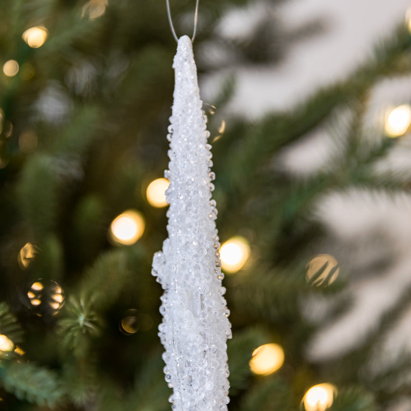 8" Icicle Clear Glass Ornament 3ct/box