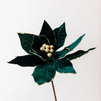 22" Emerald Gold Velvet Poinsettia Stem
