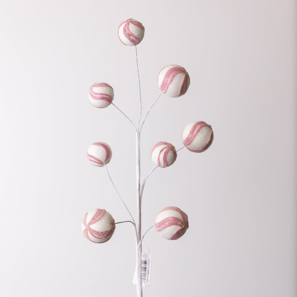 27" Pink White Peppermint Ball Spray