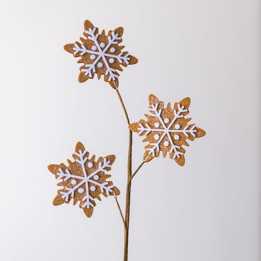 29" Brown White Snowflake Cookie Spray