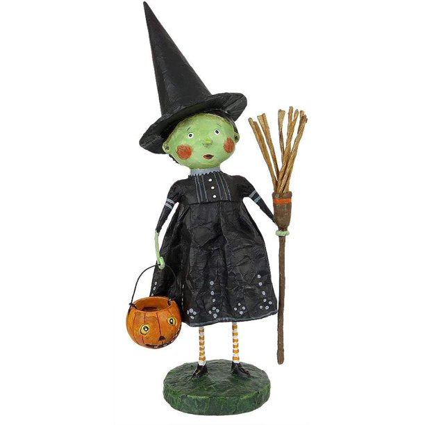 Wicked Witch, Broom & Pumpkin Halloween Figurine
