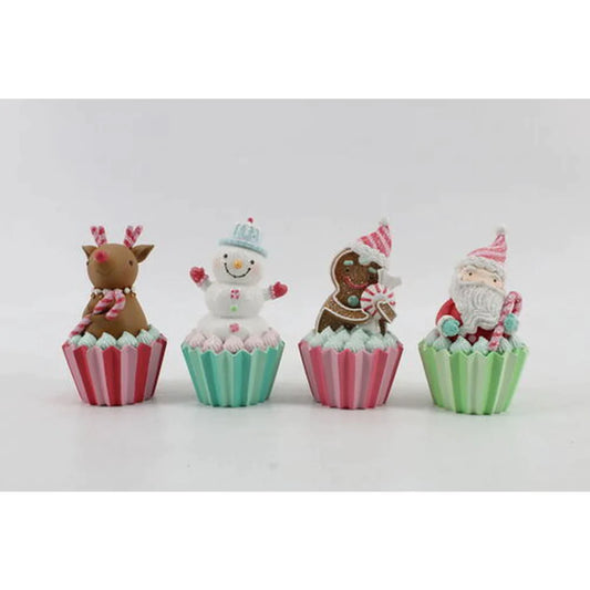 5" Pastel Christmas Character Cupcake Assorted