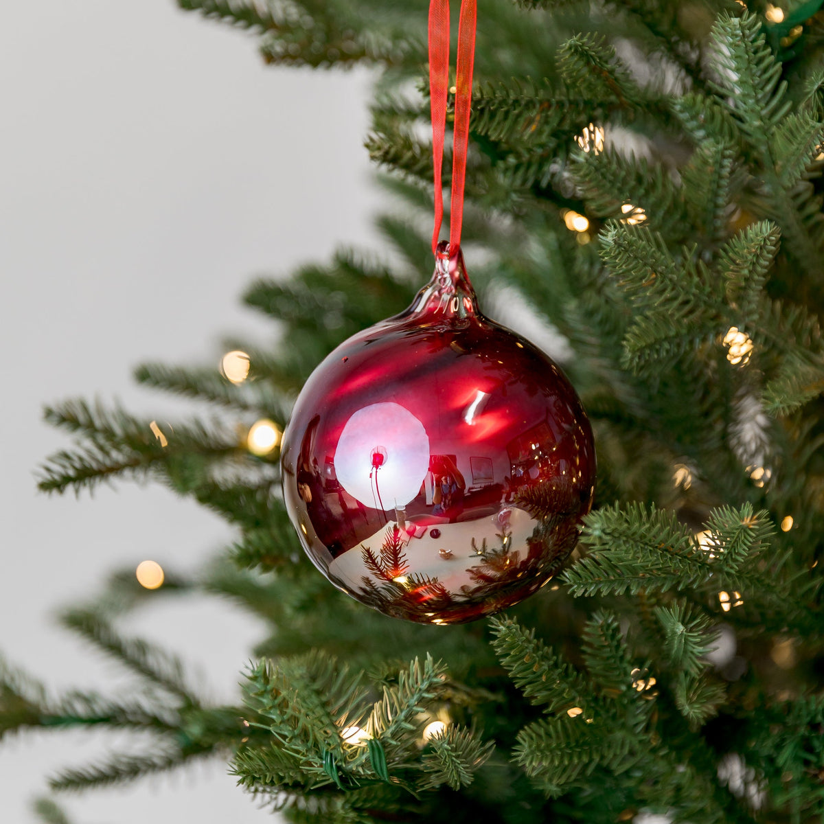 4" Ribbed Red Glass Ornament Assorted