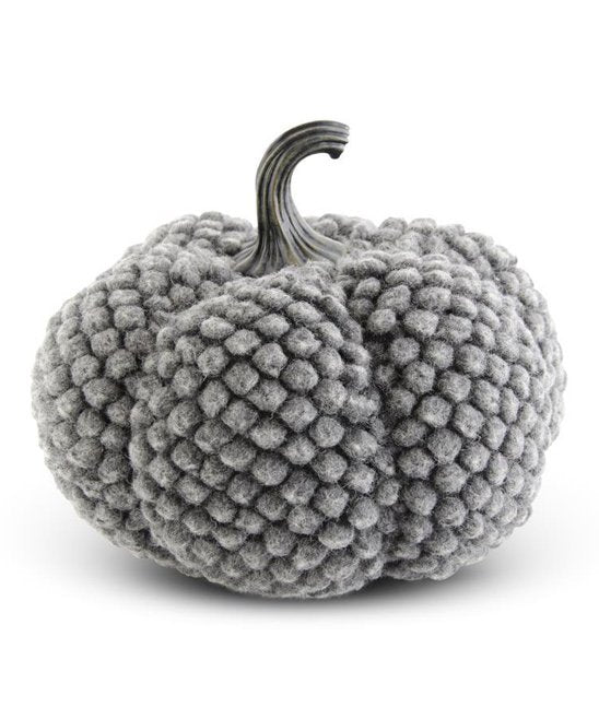7" Grey Fabric Tufted Pumpkin