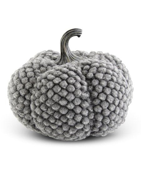 Gray Tufted Fabric Pumpkin Decor