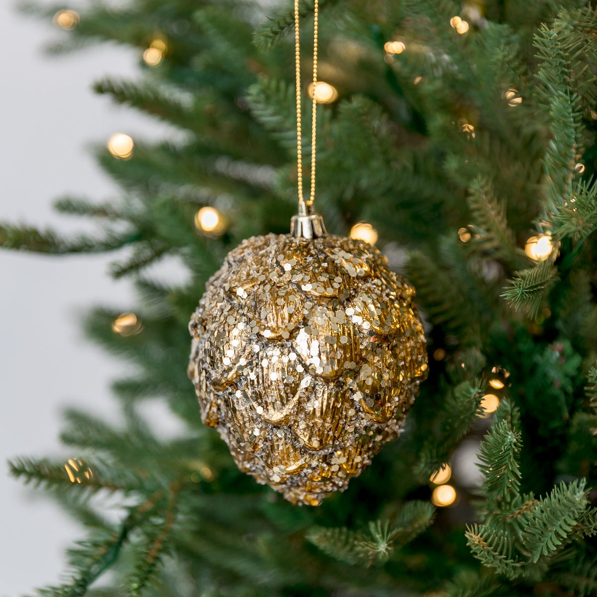 5" Glitter Gold Pinecone Ornament