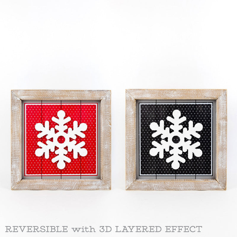 Snowflake Reversible Wooden Sign